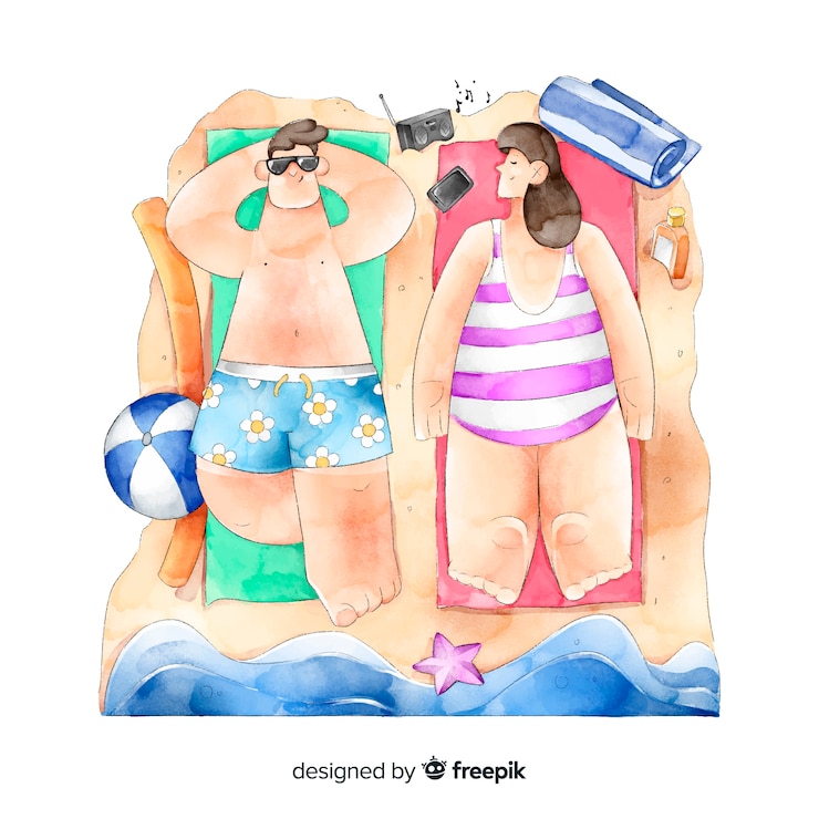 Free Vector people enjoying summer