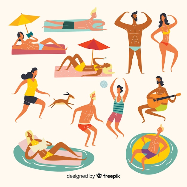 Free vector people enjoying summer