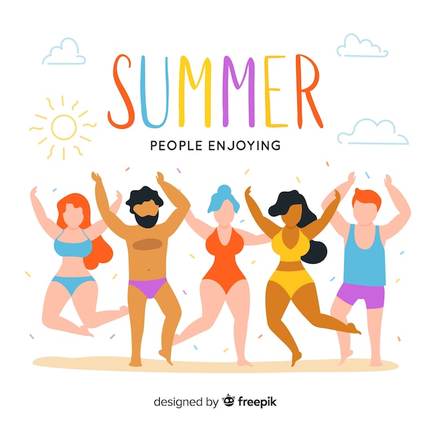 Free vector people enjoying summer