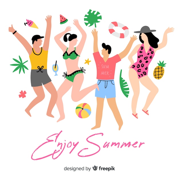 Free vector people enjoying summer