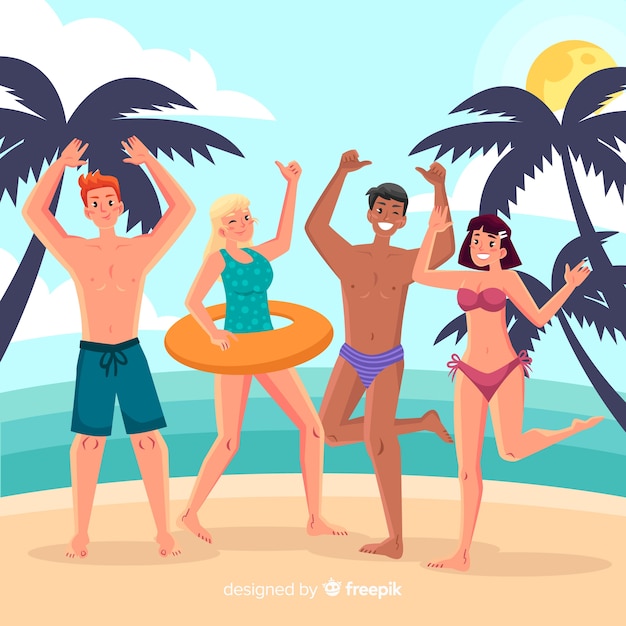 Free vector people enjoying summer