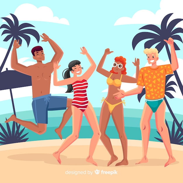 Free vector people enjoying summer