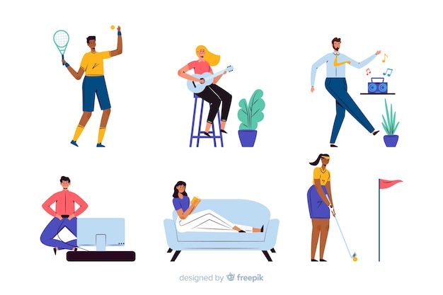 People enjoying their free time Free Vector