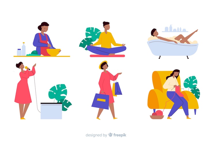 Free Vector people enjoying their hobbies flat design