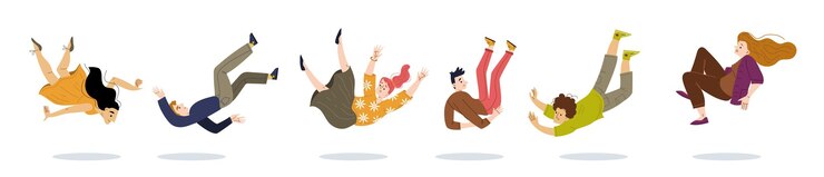 Free Vector people fall from high fly down
