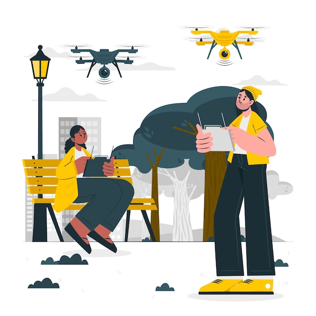 Vettore gratuito persone che filmano con un'illustrazione del concetto di drone