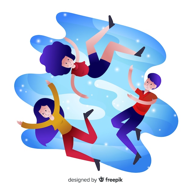 Free vector people floating in the sky