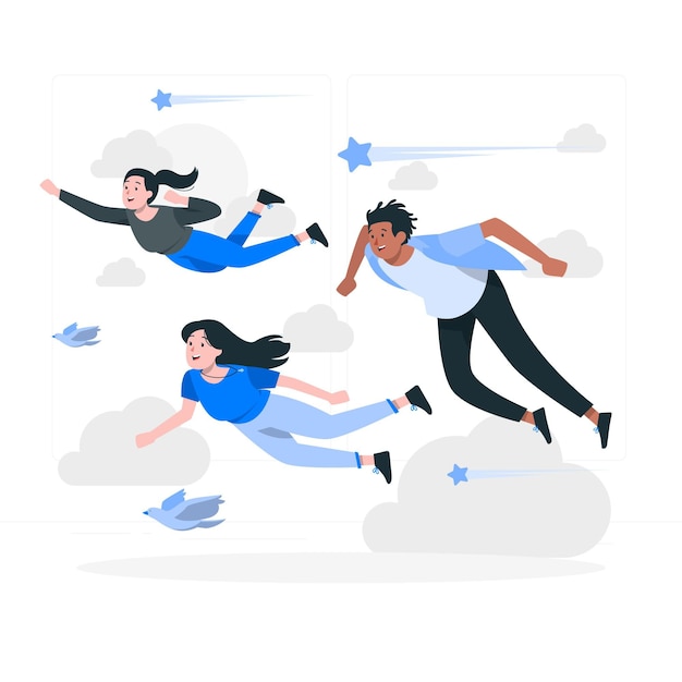 People flying concept illustration