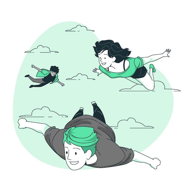 Free vector people flying concept illustration