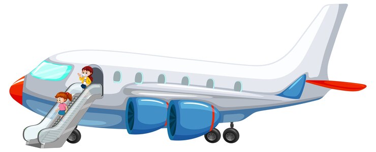 Free Vector people getting off the plane