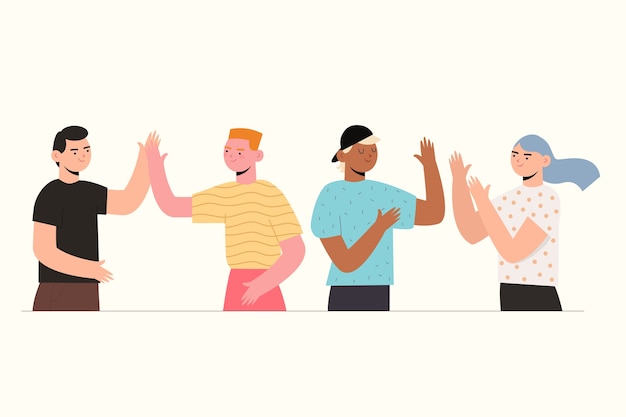 Free vector people giving high-five and being happy