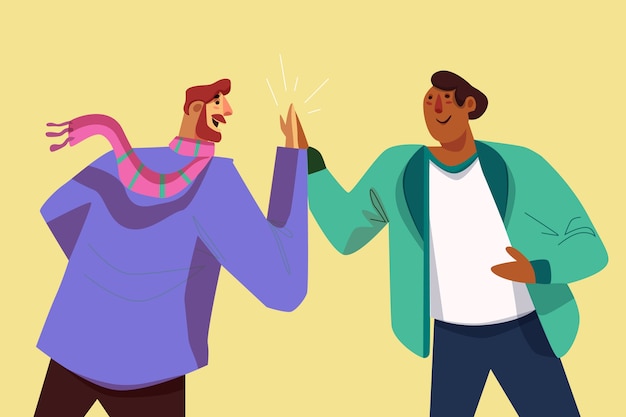 Free vector people giving high five flat design