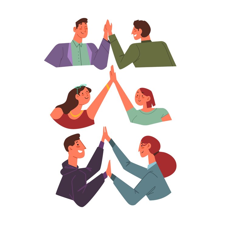 Free Vector people giving high five illustrated