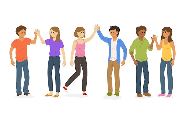 Free vector people giving high five illustration