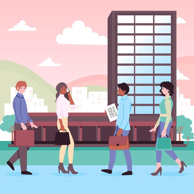 Free vector people going back to work illustration