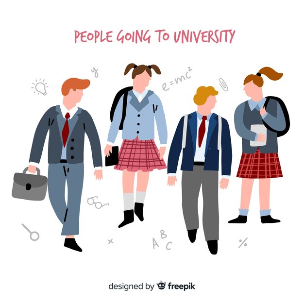 Free vector people going to the university pack