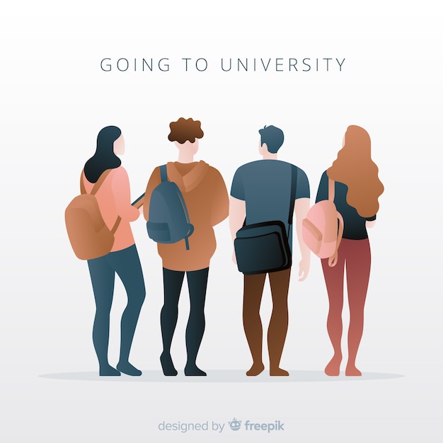 Free vector people going to the university pack