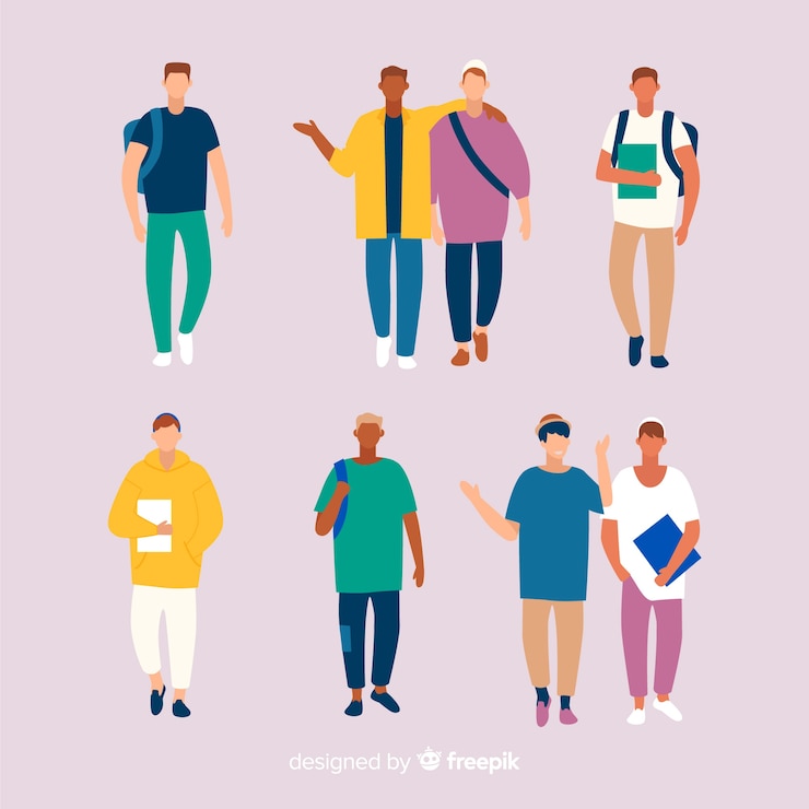 Free Vector people going to university 