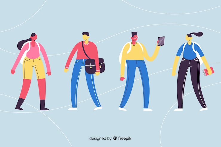 Free Vector people going to the university
