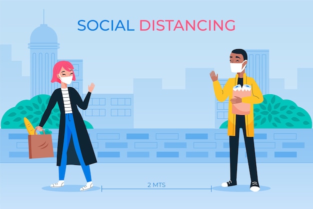 Free vector people greeting from distance