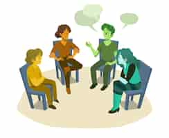 Free vector people in group therapy discussing