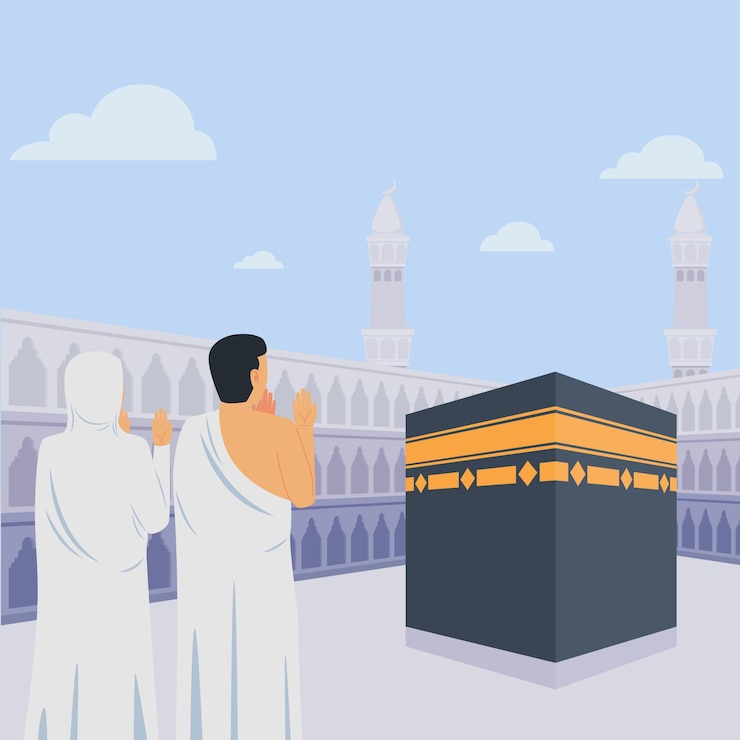 Free Vector people in hajj pilgrimage illustration