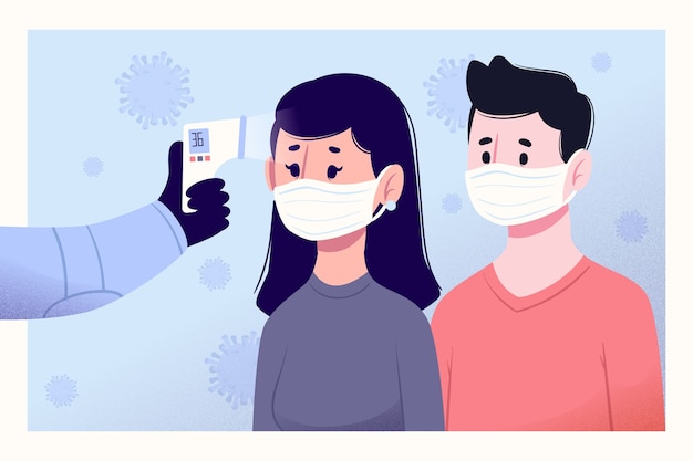 Free Vector People Having Checked Their Temperature