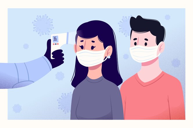 Free Vector People Having Checked Their Temperature Free Vector People Having Checked Their Temperature