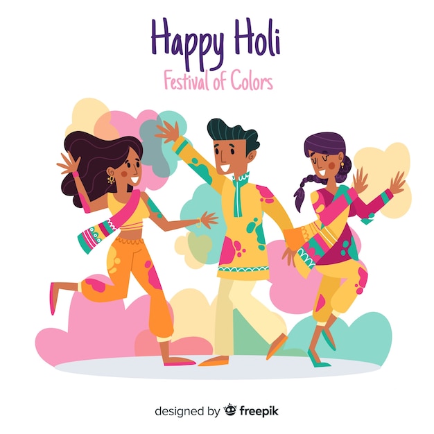 People having fun holi background