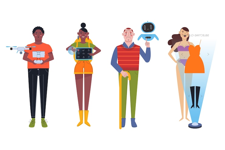 Free Vector people having technology devices