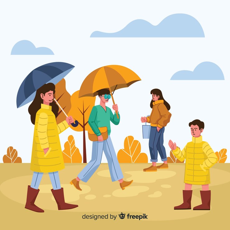 मुफ़्त वेक्टर people having a walk in autumn