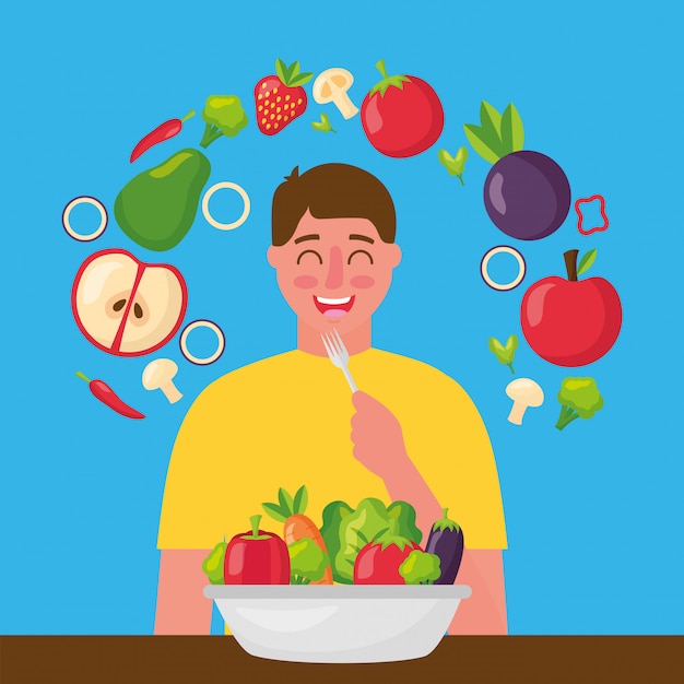 Free vector people healthy food