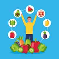 Free vector people healthy food