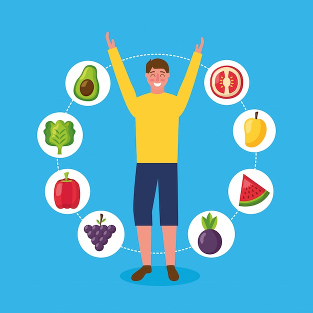 Free vector people healthy food