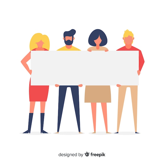 Free vector people holding banner