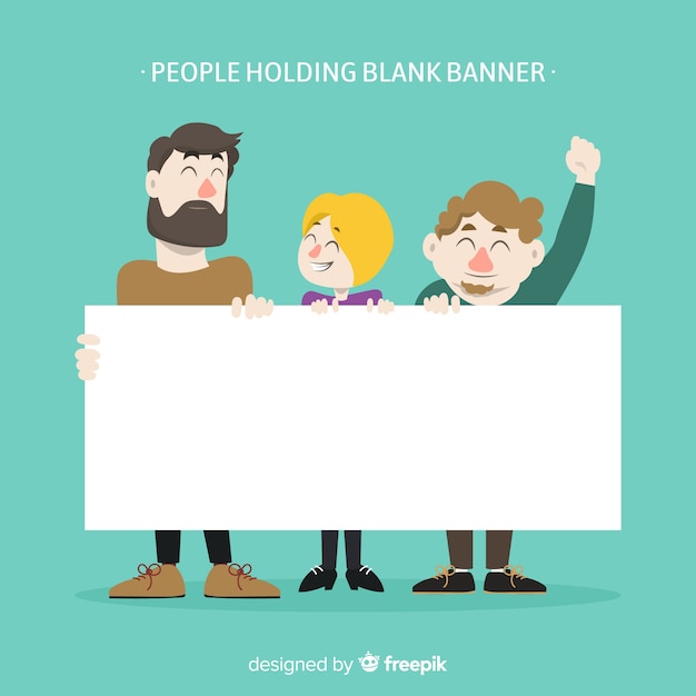 Free vector people holding banner