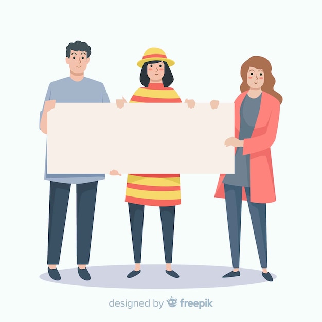 Free vector people holding banner