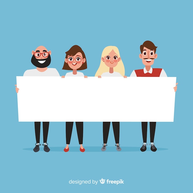 Free vector people holding banner