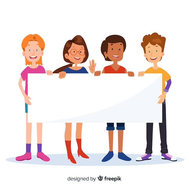 Free vector people holding banner