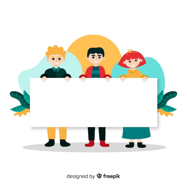 Free vector people holding banner