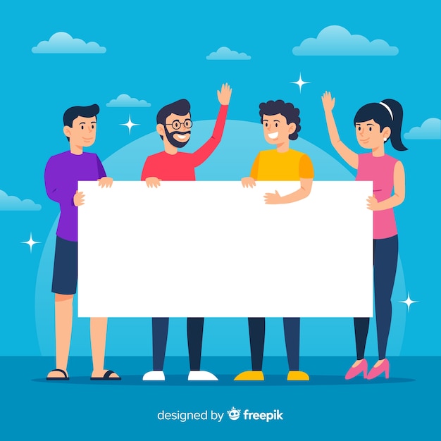 Free vector people holding banner