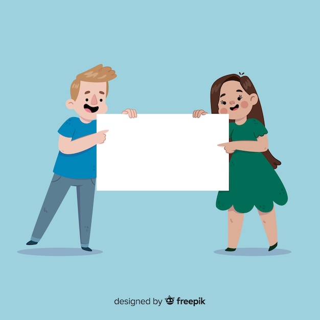 Free vector people holding banner