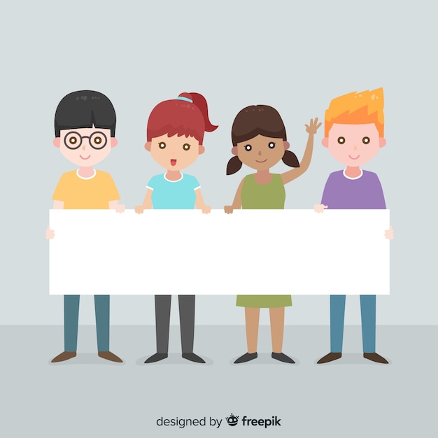 Free vector people holding banner