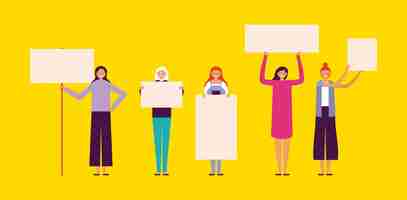 Free vector people holding banners