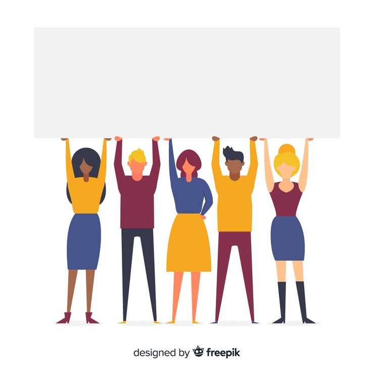 Free Vector people holding blank banner background