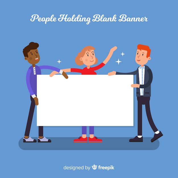 Free vector people holding blank banner