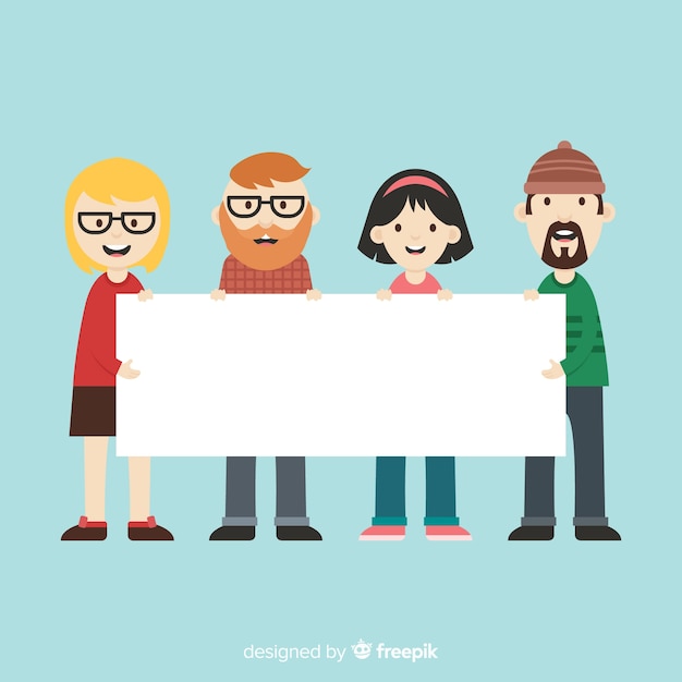 Free vector people holding blank banner