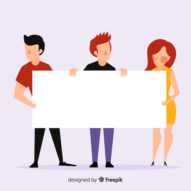 Free vector people holding blank banner