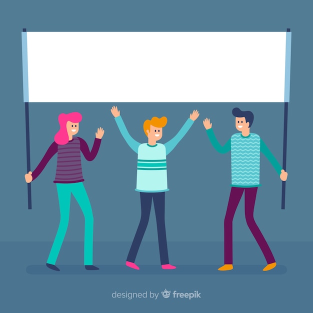 Free vector people holding blank banner