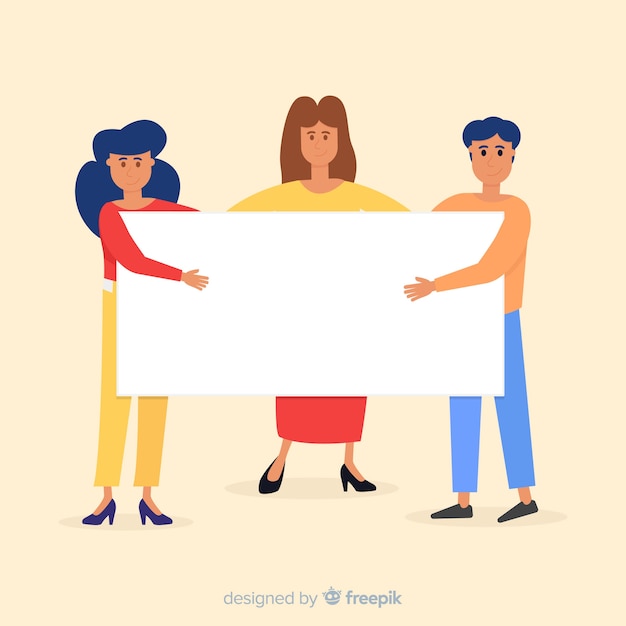 Free vector people holding blank banner